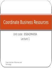 BSBADM409A COORDINATE BUSINESS RESOURCES Ebook PDF