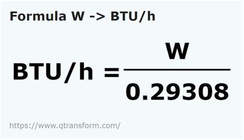 BTU/hr to Watts Conversion Formula