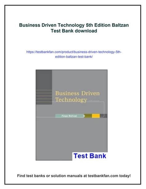 BUSINESS DRIVEN TECHNOLOGY 5TH EDITION TEST QUESTIONS Ebook Epub