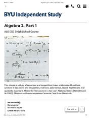 BYU INDEPENDENT STUDY ANSWERS ALGEBRA 2 Ebook Kindle Editon