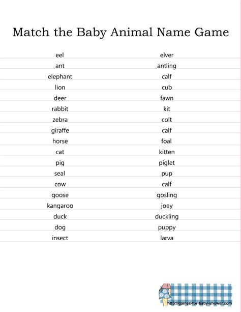 Baby Animal Name Game Answer Key Epub