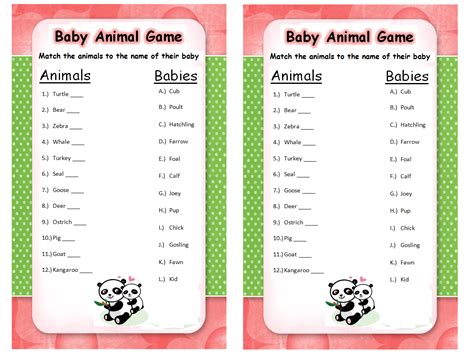 Baby Animals Name Game Answers Doc