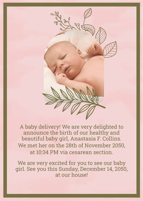 Baby Announcement Template Free