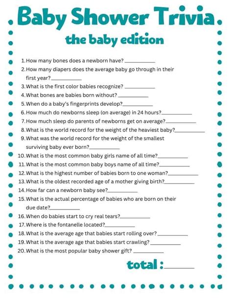 Baby Shower Quiz Game Questions And Answers Epub