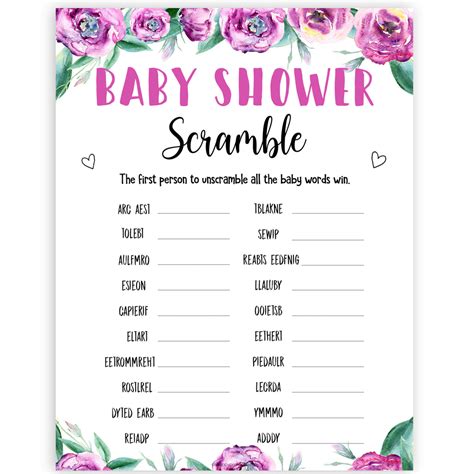 Baby Shower Scramble Answer Key PDF