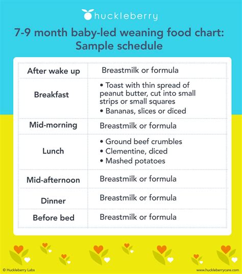 Baby-led Weaning Food Chart