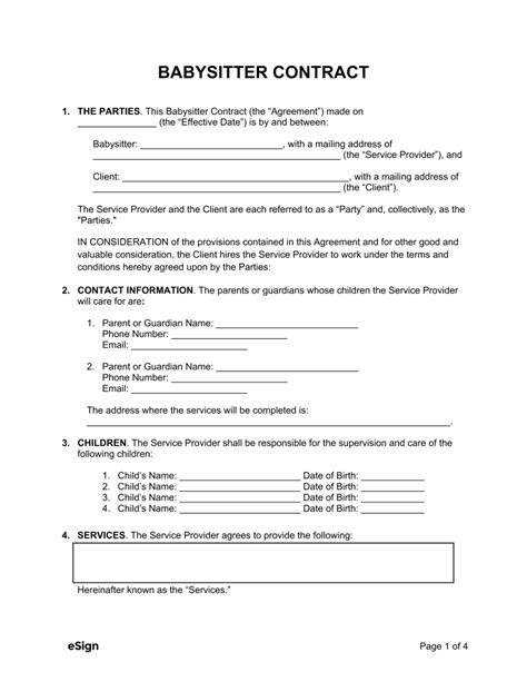 Babysitting Contract Template