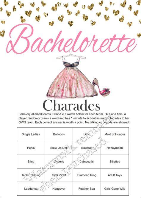 Bachelorette Charades Free Printable