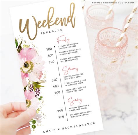 Bachelorette Weekend Itinerary Template Free