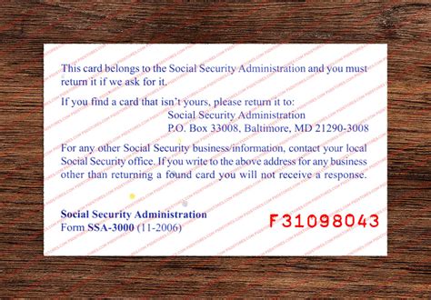 Back Of Social Security Card Template