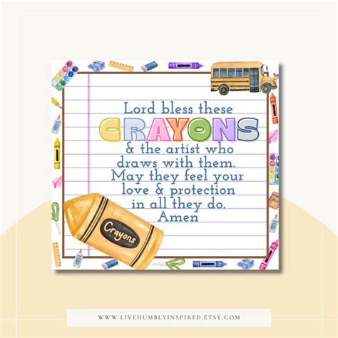 Back To School Prayer Using Crayon Printable