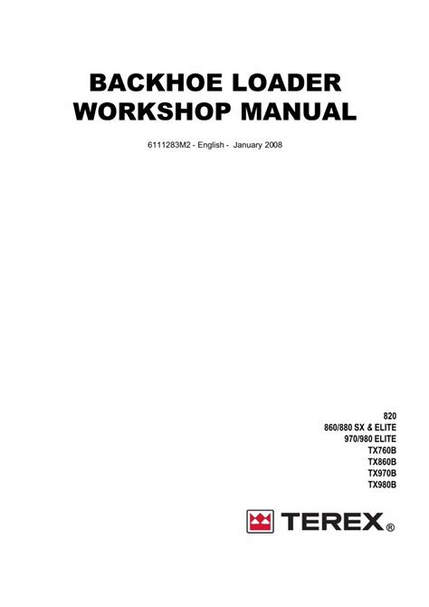 Backhoe Loader Terex Fermec 860 Workshop Manual PDF Epub