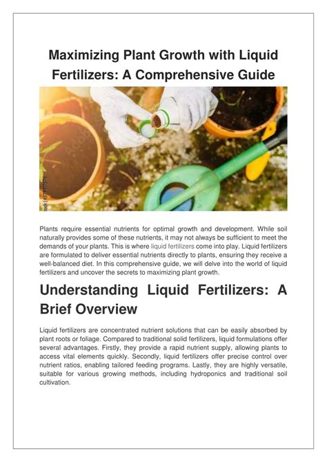 Balanced Liquid Fertilizer: A Comprehensive Guide to Essential Nutrients and Benefits