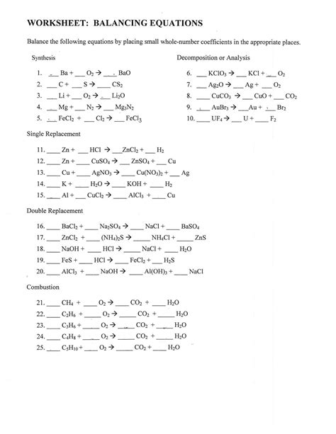 Balancing Chemical Equations Concept Review Answers Doc