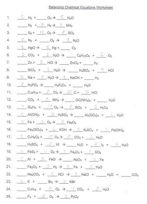 Balancing Chemical Equations Worksheet Answers Page 58 Epub