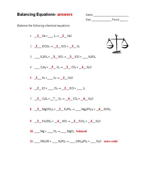 Balancing Worksheet 1 With Answers Epub