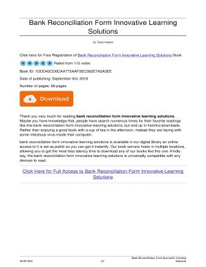 Bank Reconciliation Form Innovative Learning Solutions Doc