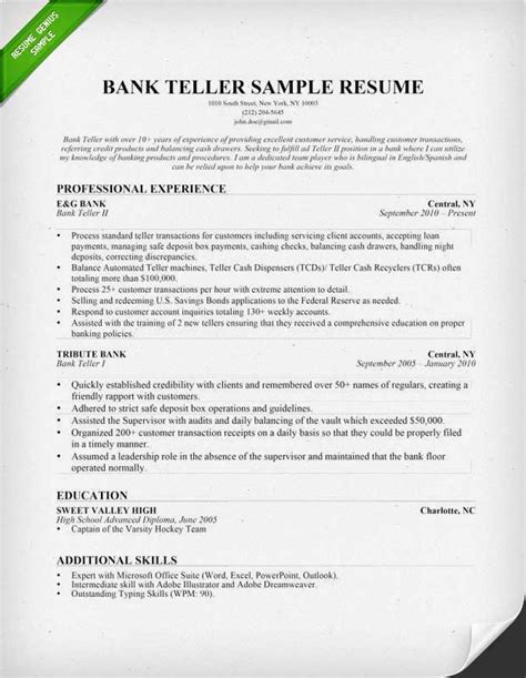 Bank Teller Resume Template