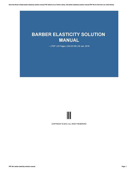 Barber Elasticity Solution Manual Doc