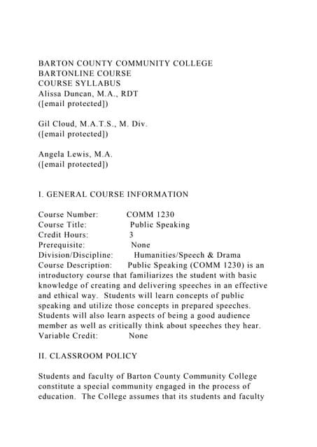 Barton County Community College Course Catalog