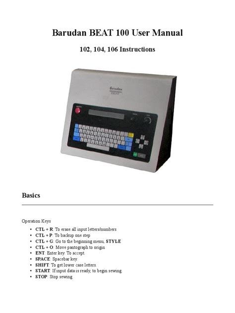 Barudan BEAT 100 User Manual pdf PDF