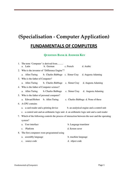 Basic Computer Mcqs With Answers Doc