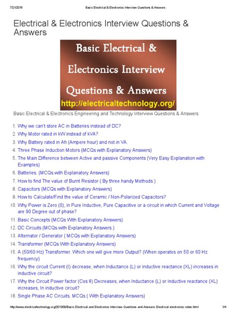 Basic Electronics Engineering Quiz Questions With Answers Epub