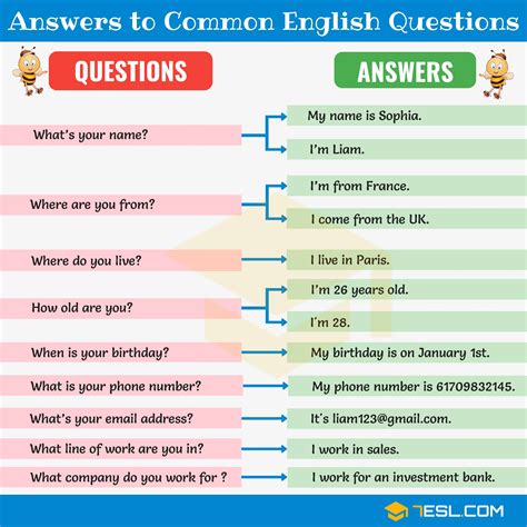 Basic English Questions And Answers Doc