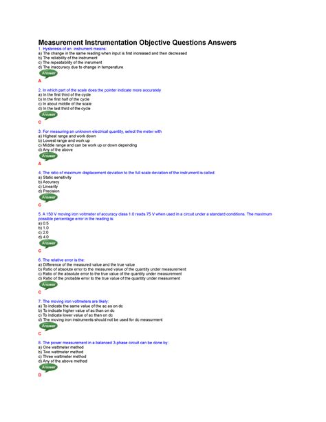 Basic Instrumentation Objective Questions With Answers Epub