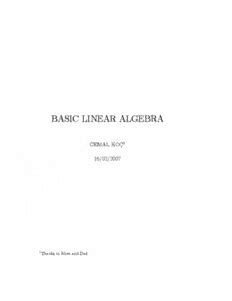 Basic Linear Algebra Cemal Koc Ebook PDF