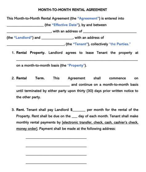 Basic Month To Month Rental Agreement Template
