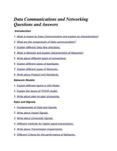 Basic Networking Questions And Answers Reader