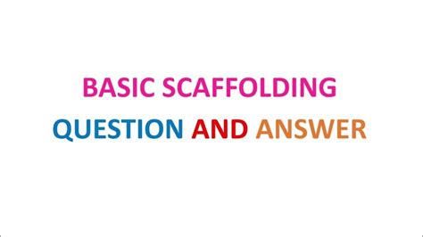 Basic Scaffolding Questions And Answers Kindle Editon