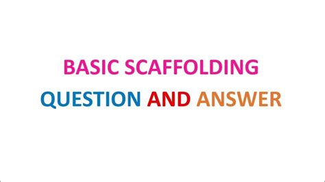 Basic Scaffolding Questions And Answers Kindle Editon