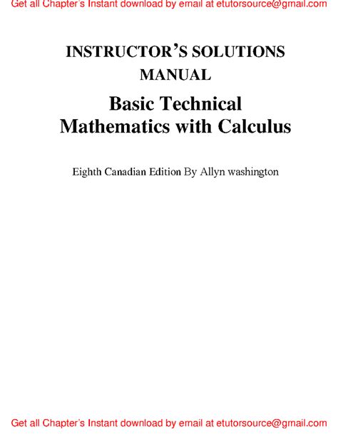 Basic Technical Mathematics With Calculus Solutions Manual Doc