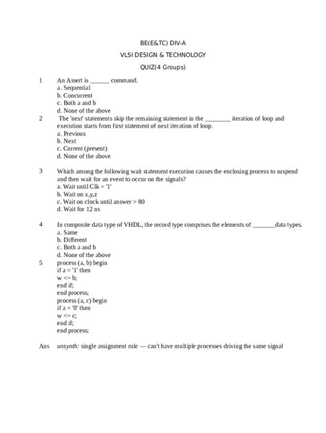 Basic Vlsi Multiple Choice Questions Answers PDF