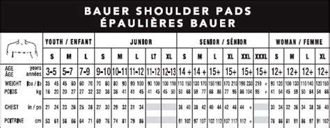 Bauer Shoulder Pad Size Chart