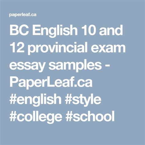 Bc English 10 Provincial Exam 2010 Answer PDF