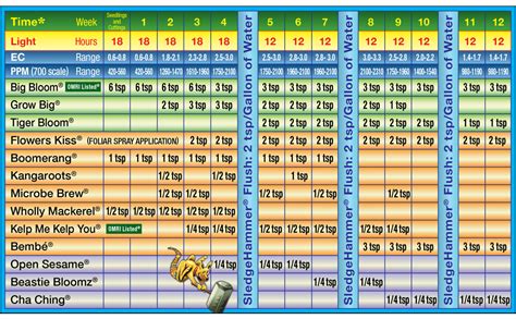Beastie Bloomz Feeding Chart