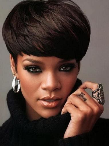 Beautiful Black Straight Cropped Rihanna Wigs