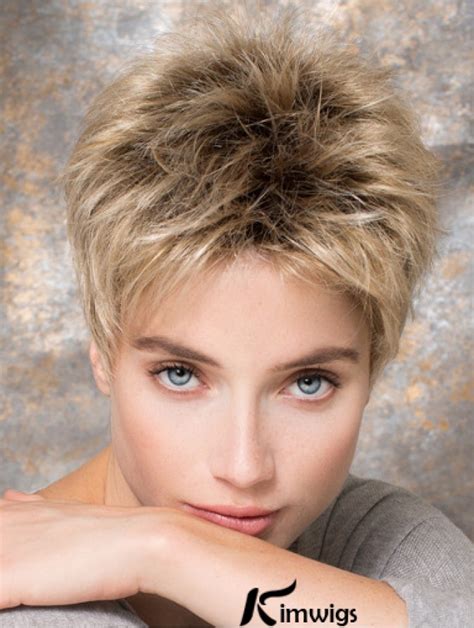 Beautiful Blonde 4" Straight Boycuts Synthetic Wigs