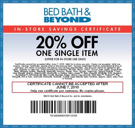 Bed Bath Beyond In Store Coupon Printable