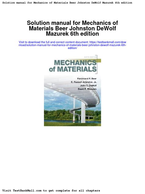 Beer And Johnston Mechanics Of Materials Solution Manual 6th Edition Doc