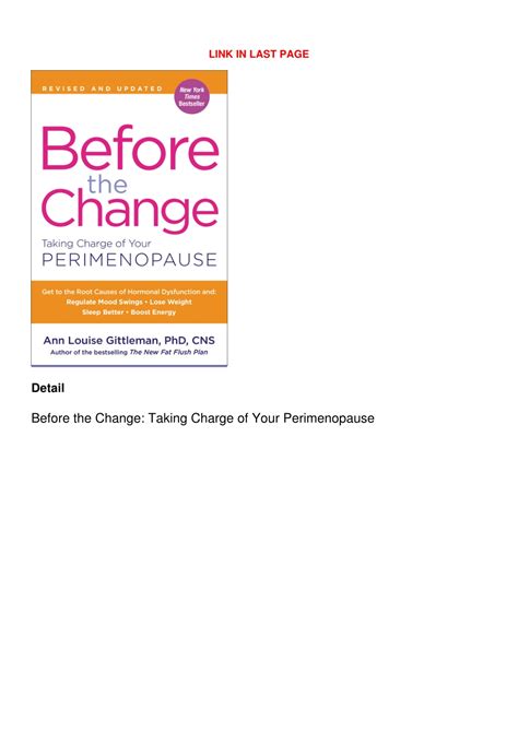 Before the Change Taking Charge of Your Perimenopause PDF