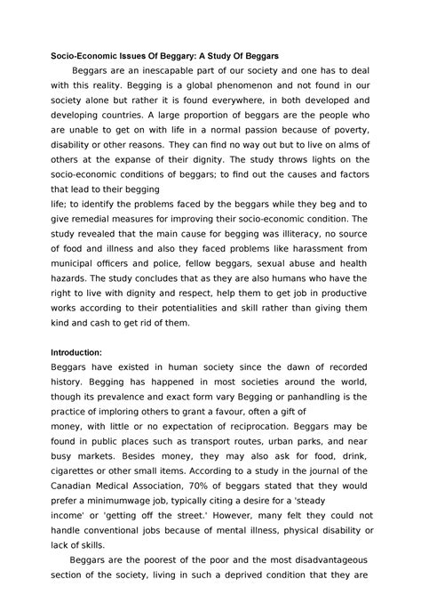 Beggars in Hyderabad A Study on Understanding the Economics of Beggary in HyderabadAn Insight into PDF