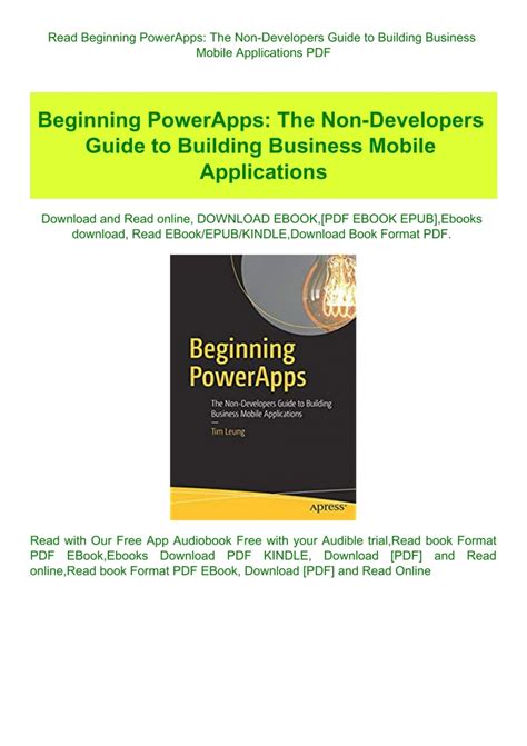 Beginning PowerApps The Non-Developers Guide to Building Business Mobile Applications Kindle Editon