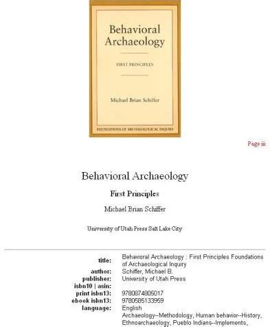 Behavioral Archaeology First Principles Doc