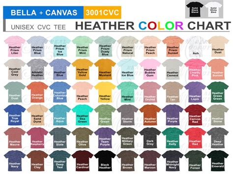 Bella Canvas Heather Color Chart
