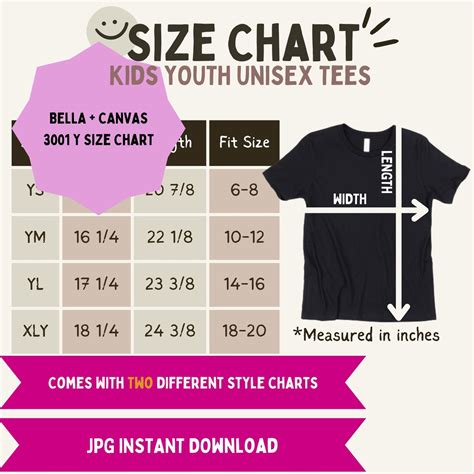 Bella Tee Size Chart