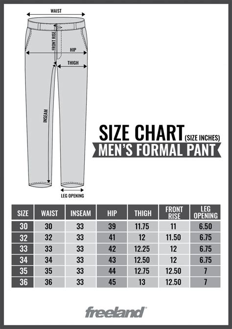 Bend Over Pants Size Chart